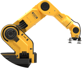 yellow robotic arm transparent background